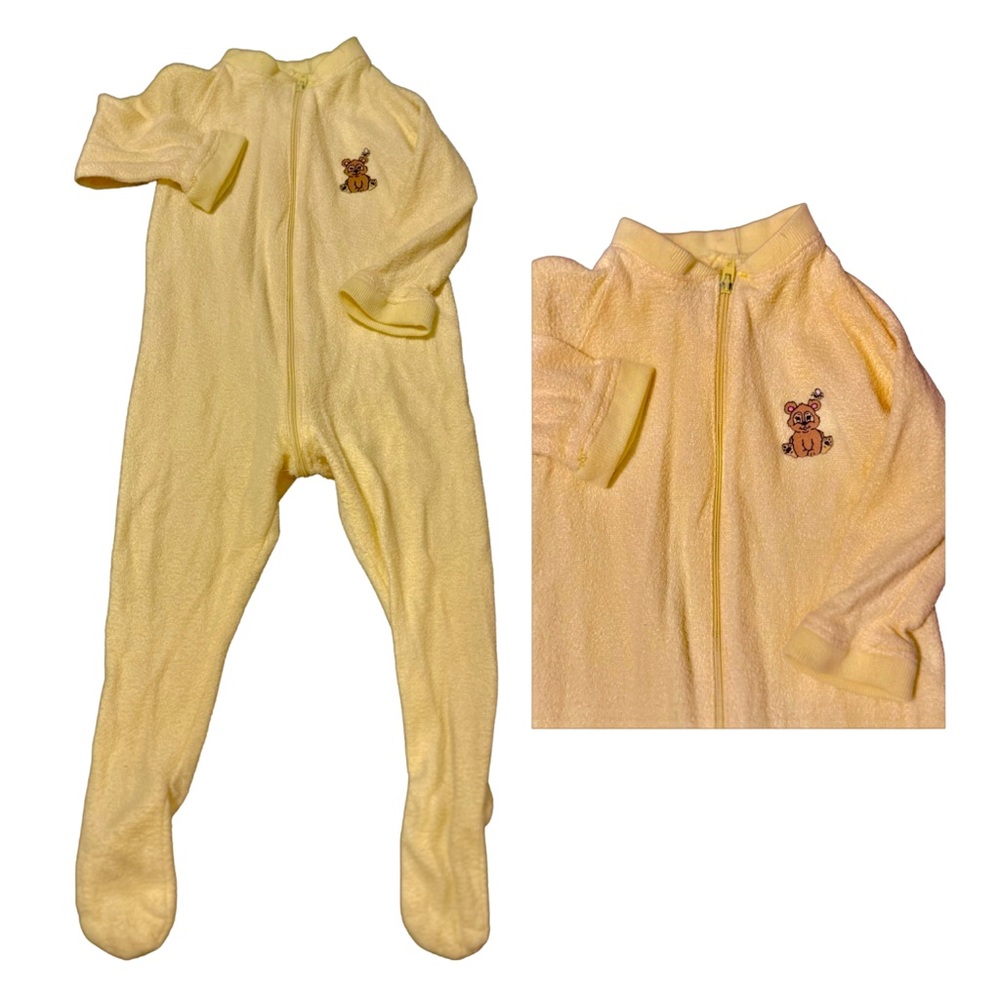 Vintage Yellow Terry Cloth Onesie – 6-12M, Gender Neutral